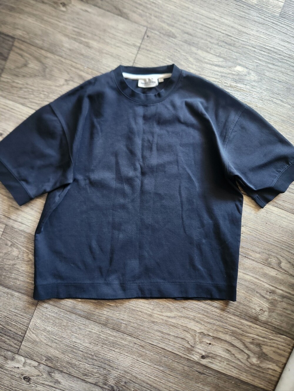 Amongst Others Men's Short Sleeve Crewneck Boxy Fit Oversized Black Shirt Size L